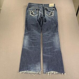 Affliction Black Premium Blake Jeans Mens 36x32 Blue Baggy Distressed Raw Hem